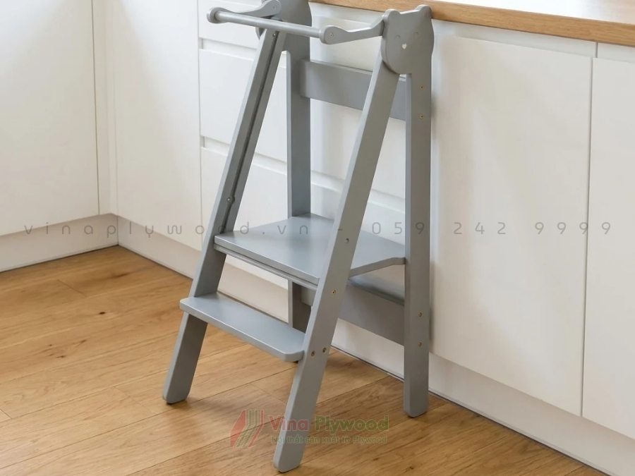 Ghế Đứng Bếp Cho Bé Gấp Gọn Hình Mèo, Có Bảng Phấn, 3 Mức Nâng Hạ BG6815