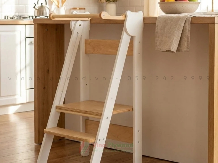 Ghế Đứng Bếp Cho Bé Gấp Gọn Hình Mèo, Có Bảng Phấn, 3 Mức Nâng Hạ BG6815
