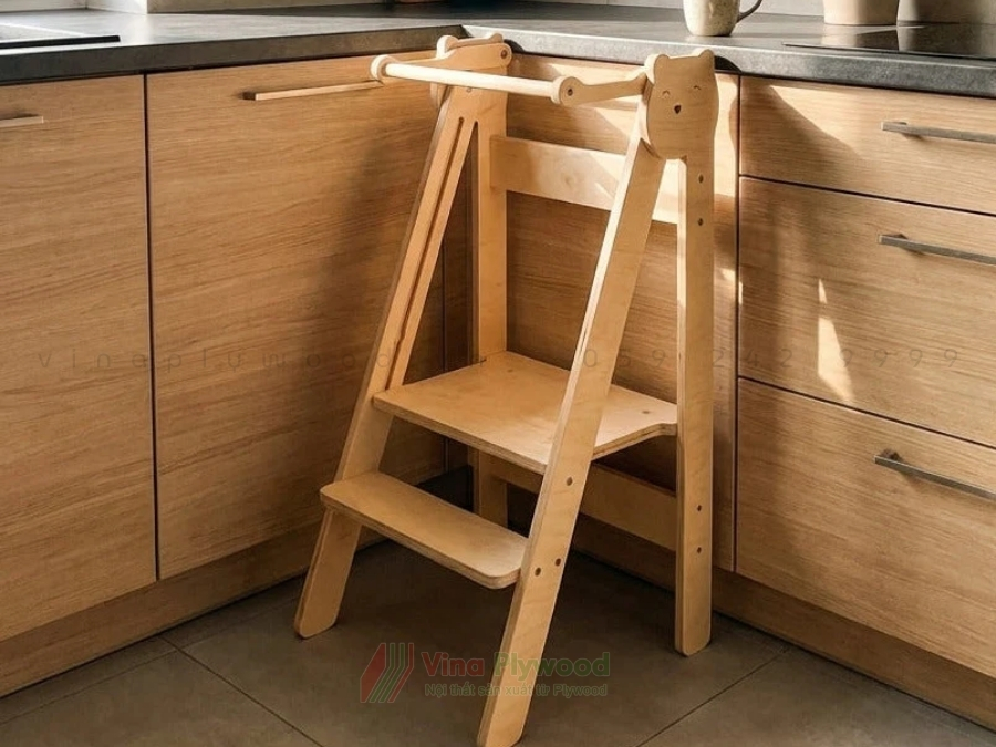 Ghế Đứng Bếp Cho Bé Gấp Gọn Hình Mèo, Có Bảng Phấn, 3 Mức Nâng Hạ BG6815
