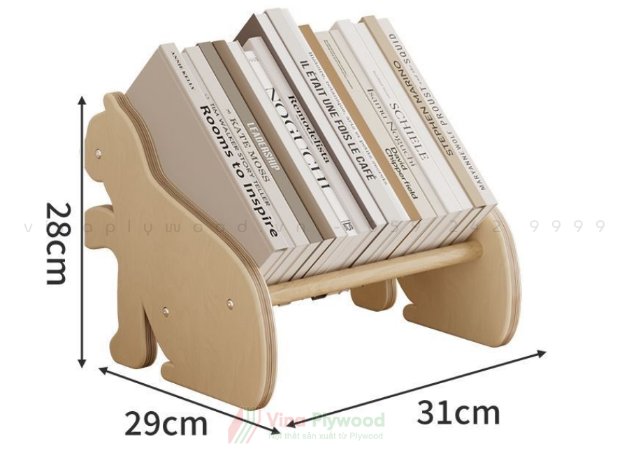 Kệ sách để bàn sáng tạo nhiều hình TK6811 là lựa chọn lý tưởng giúp bé sắp xếp sách, truyện và đồ dùng học tập ngăn nắp ngay trên bàn học. Sản phẩm được VinaPlywood sản xuất từ gỗ Plywood cao cấp, gia công CNC chính xác, bo tròn toàn bộ góc cạnh mềm mại, đảm bảo an toàn khi sử dụng. Bề mặt và cạnh kệ được sơn lót chống mốc, giúp tăng độ bền, chống ẩm và dễ dàng vệ sinh. Thiết kế sáng tạo với nhiều hình dáng ngộ nghĩnh như chó, mèo, khủng long… tạo điểm nhấn đáng yêu, khơi gợi hứng thú đọc sách cho trẻ. Kệ phù hợp sử dụng tại gia đình, trường mầm non, lớp học Montessori và các không gian giáo dục sớm.