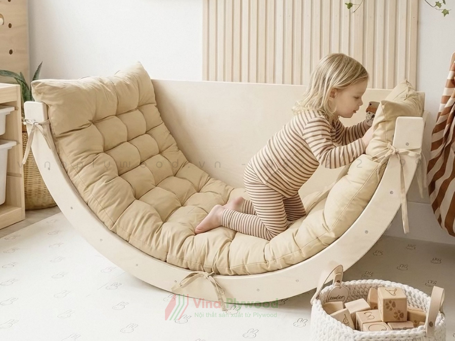 òm leo núi vận động Montessori 5 trong 1 chất liệu plywood an toàn cho bé VD6812