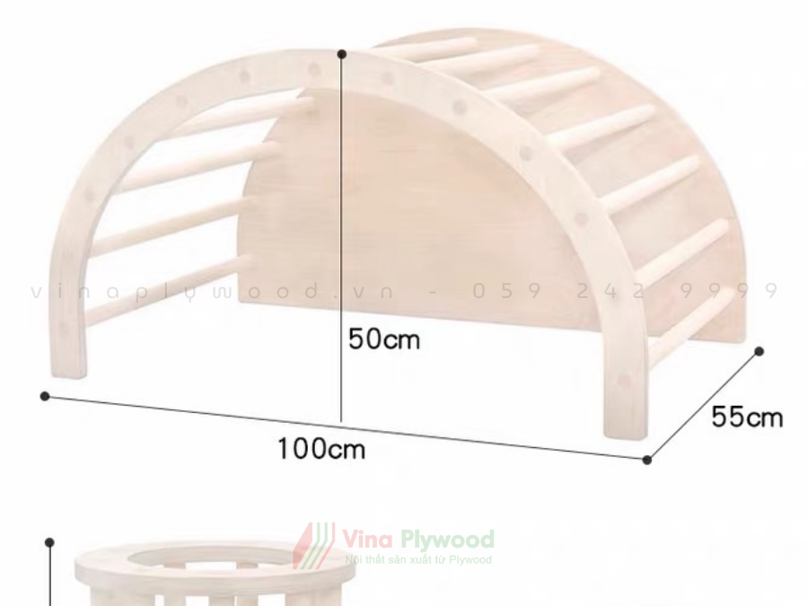 òm leo núi vận động Montessori 5 trong 1 chất liệu plywood an toàn cho bé VD6812