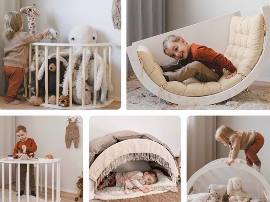 òm leo núi vận động Montessori 5 trong 1 chất liệu plywood an toàn cho bé VD6812