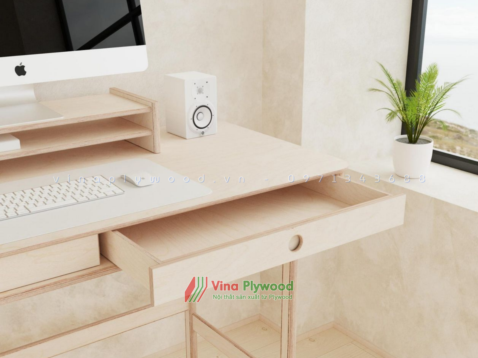 Bàn làm việc bằng gỗ plywood đẹpB6802