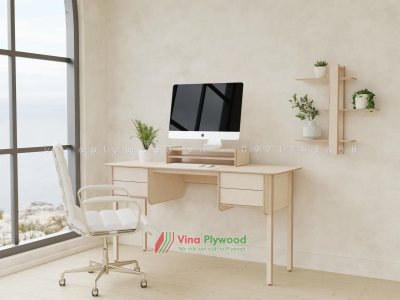 Bàn làm việc bằng gỗ plywood bền đẹp, an toàn sức khỏe VP6801