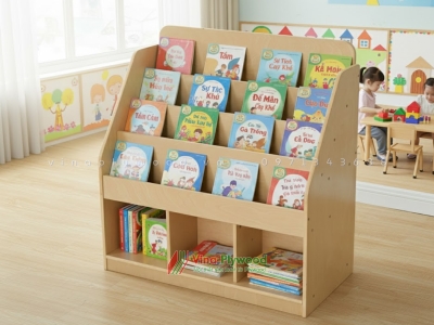 Gía kệ sách mầm non montessori 5 tầng loại lớn TKM6804