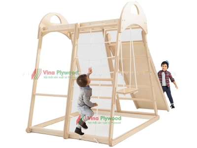 Nhà chơi leo núi bằng gỗ Plywood, nhà vận động tập thể dục cho bé VD6811