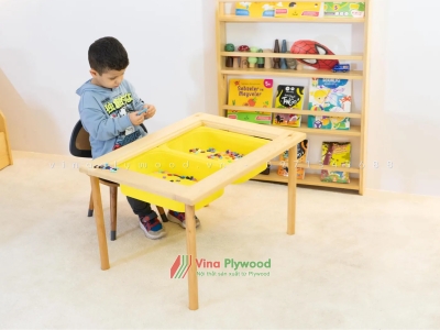 Bàn giác quan cho bé, chơi cát, chơi nước  gỗ plywood DC6809