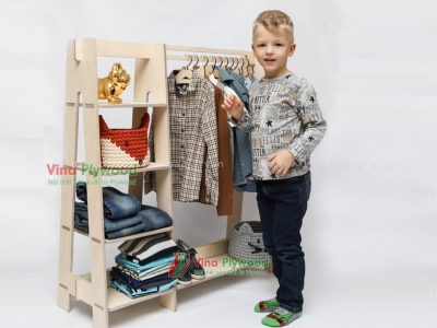 Tủ treo quần áo Montessori cho bé chất liệu gỗ plywood TK6808
